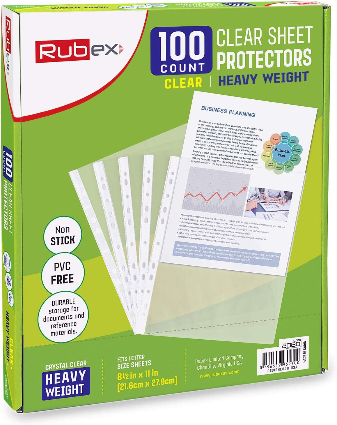 Heavyweight Sheet Protectors, Holds 8.5 X 11 Inch Sheets, 9.25 X 11.25 Inch