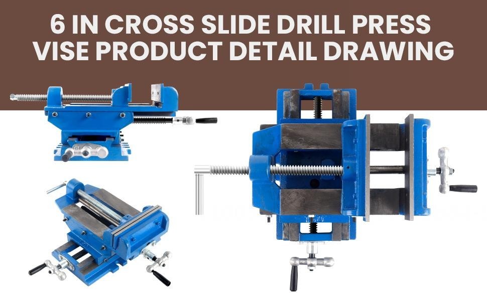 6″ 2-Way X-Y Bench Vise, Cross Slide Drill Press Vise for Milling & Woodworking