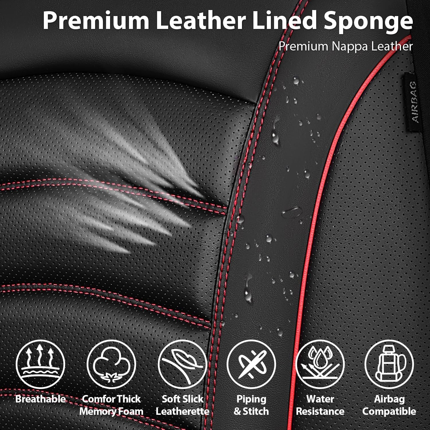 CAR PASS 3D Foam PU Leather Car Seat Covers, Universal Seat Covers Full Sets for
