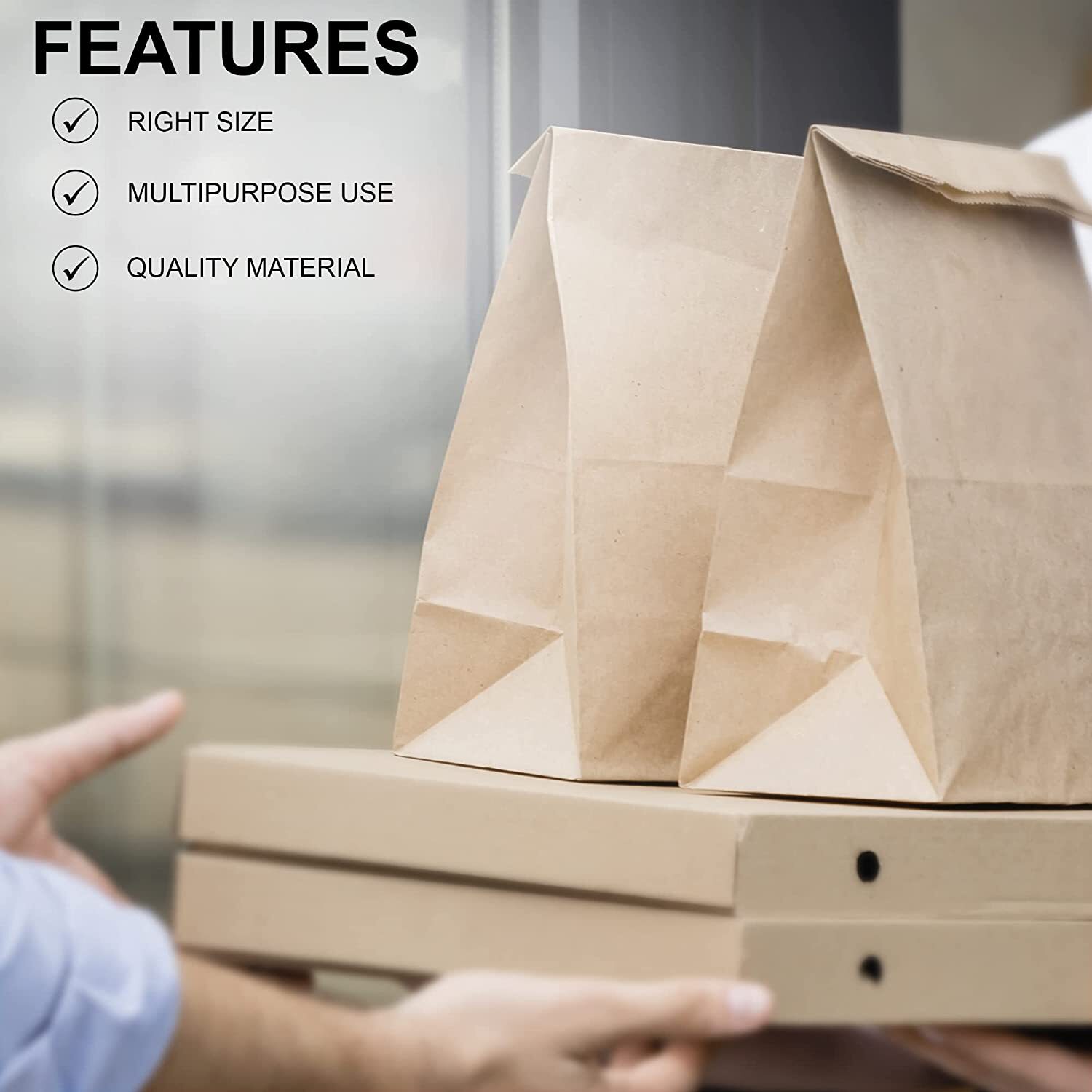 MT Products Brown Paper Bags – 8 lb Disposable Paper Lunch Bags – Pack of 100