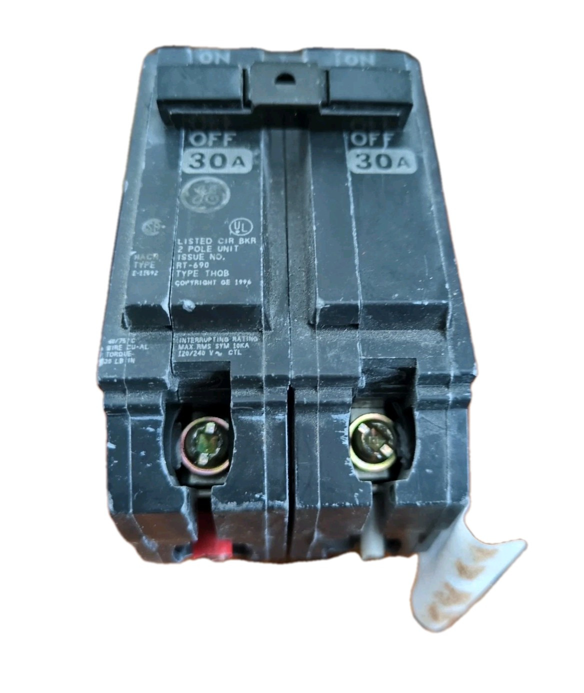 Two GE 30 Amp, 240 Volt, 2 Pole, Bolt-On Circuit Breakers gm