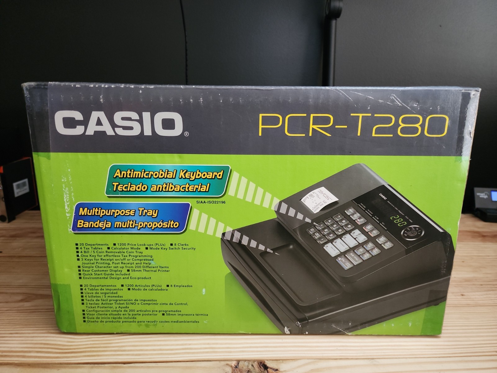 Casio PCR-T280 Electronic Cash Register Antimicrobial Keyboard Black New in Box