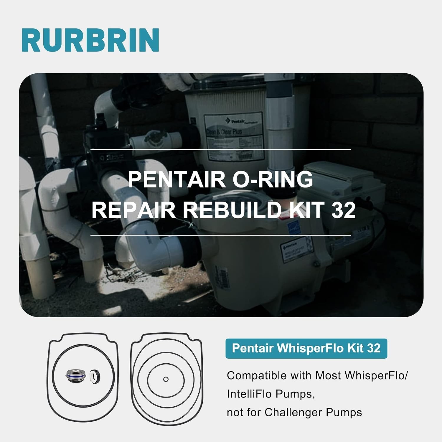 7-Piece O-Ring Repair Kit for Pentair Pumps – Black Rubber, Easy Installation