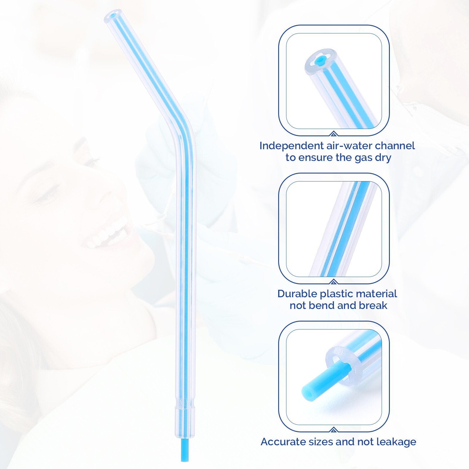 2000 (8 Bags) JMU Dental 3-Way Air Water Syringe Tips Disposable Spray Nozzles