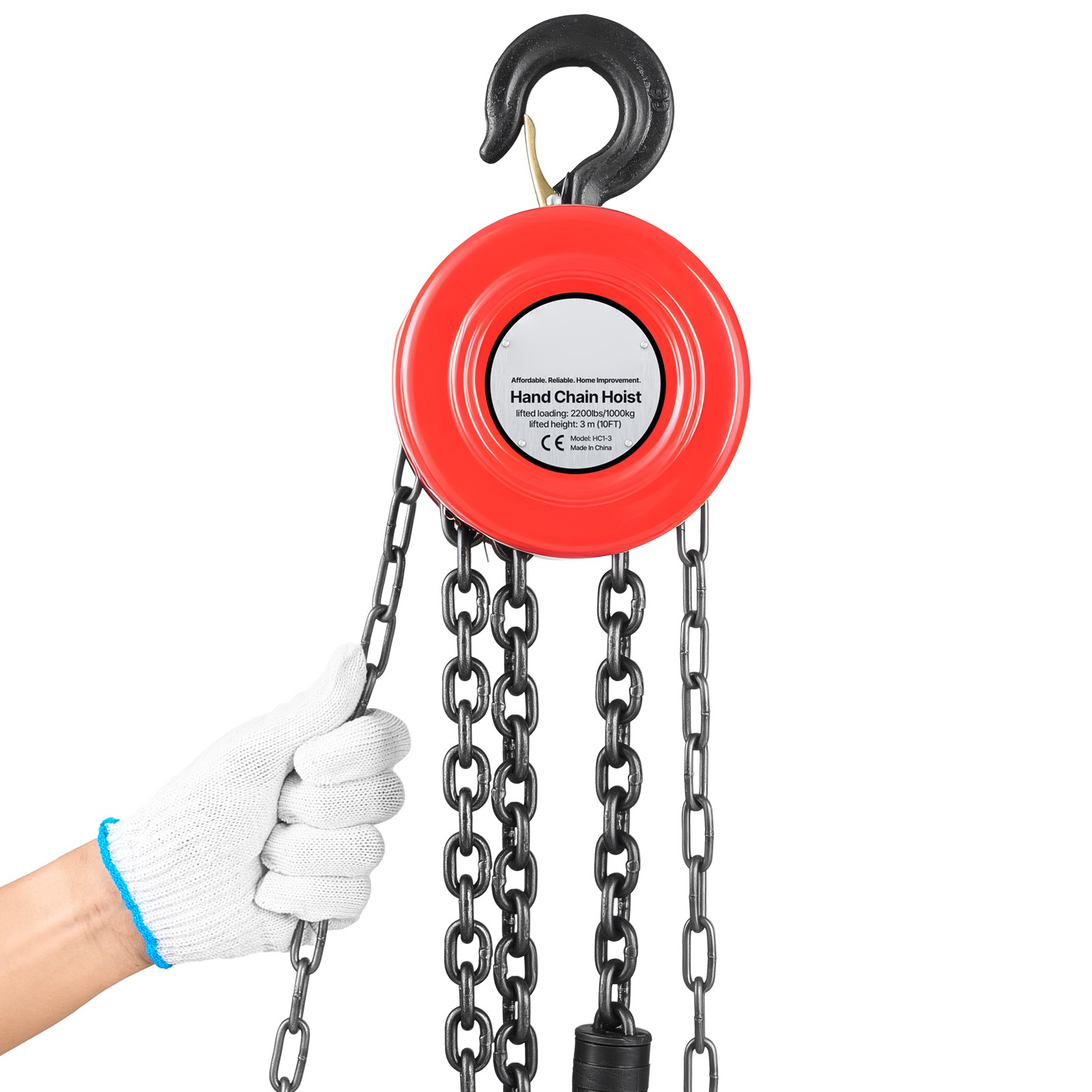 Uimoso Manual Chain Hoist 1 Ton/2Ton Capacity with G70 Chain 8/10/20ft Options