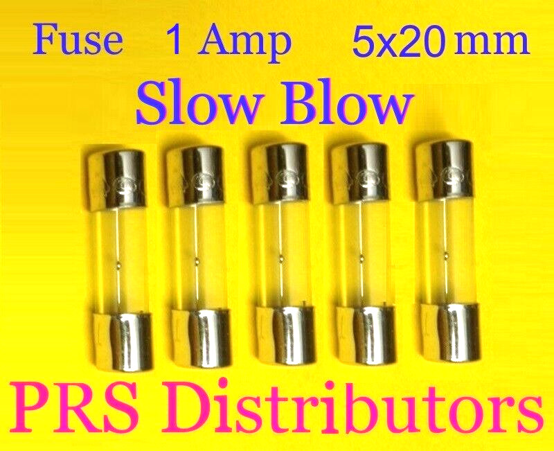 Fuse 1A 250V 5X20mm SLOW BLOW Glass Fuse 1 Amp 250 Volt 5 pieces USA SELLER