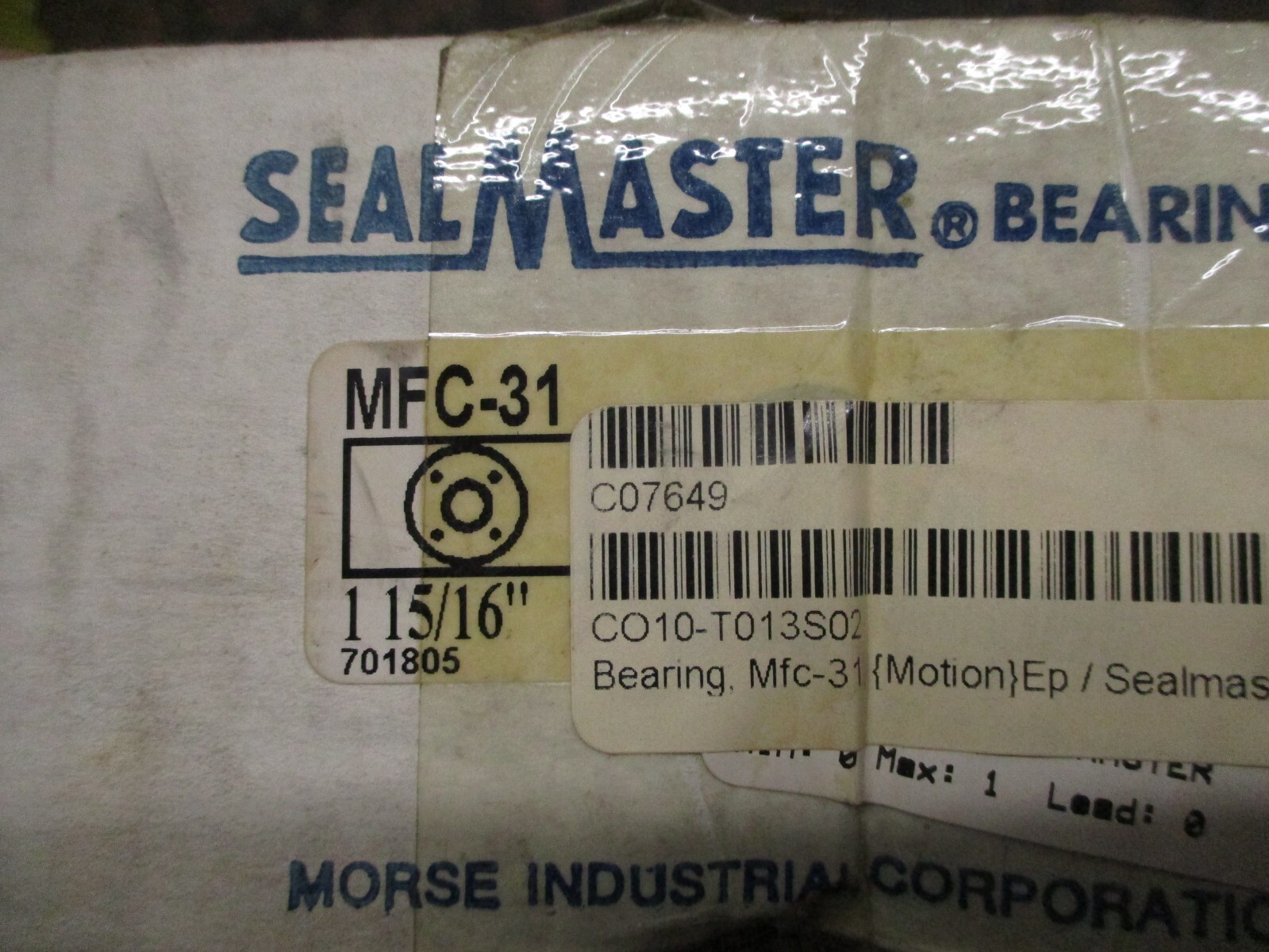 SealMaster MFC-31 Piloted Flange Mount Bearing 1-15/16″ 4-Bolt FREE SHIPPING