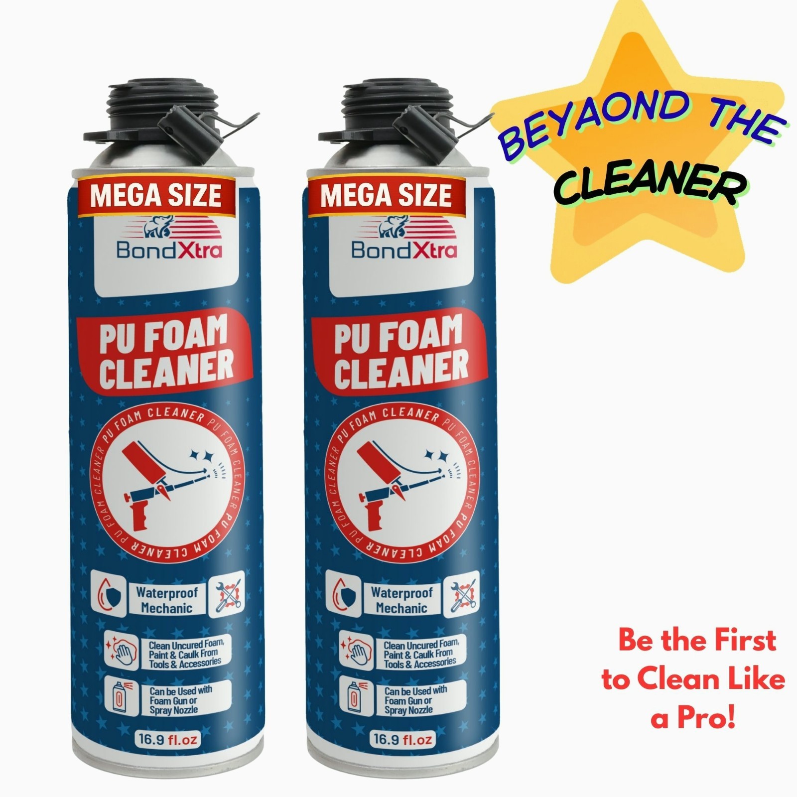 BondXtra Spray Foam Gun Cleaner 2×16.9 Professional Applicator Residue Remover