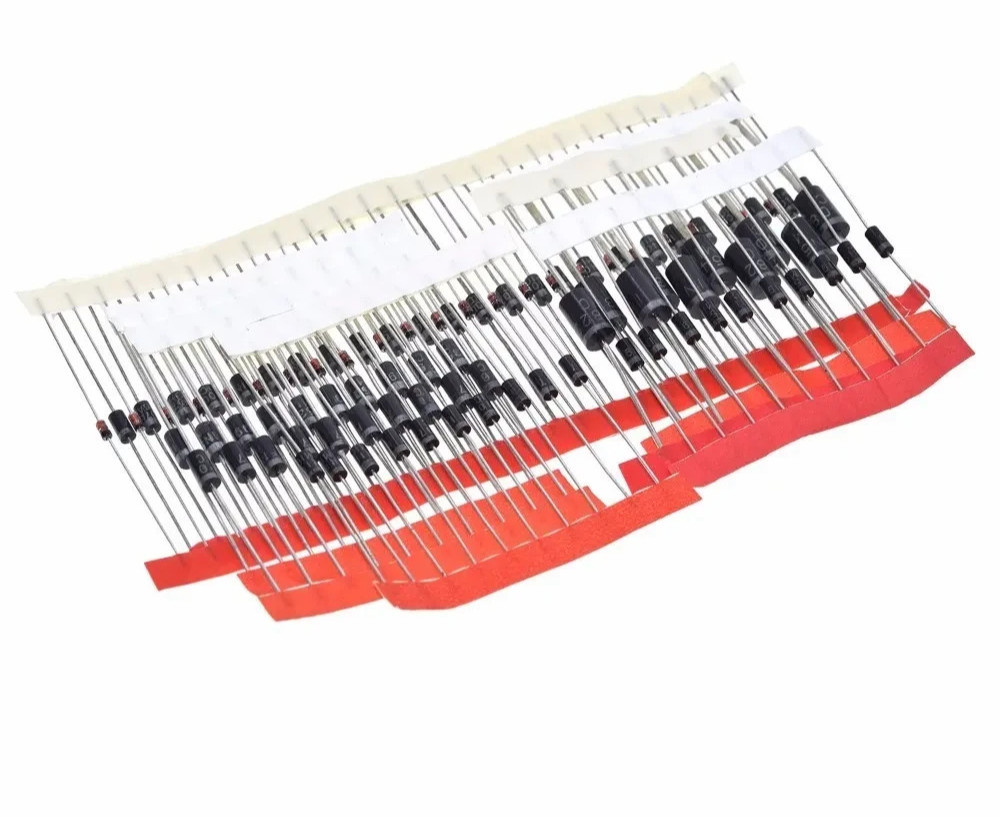 100pcs 1N4148 1N4007 1N5819 1N5399 1N5408 1N5822 FR107 FR207 Diode Assorted Kit