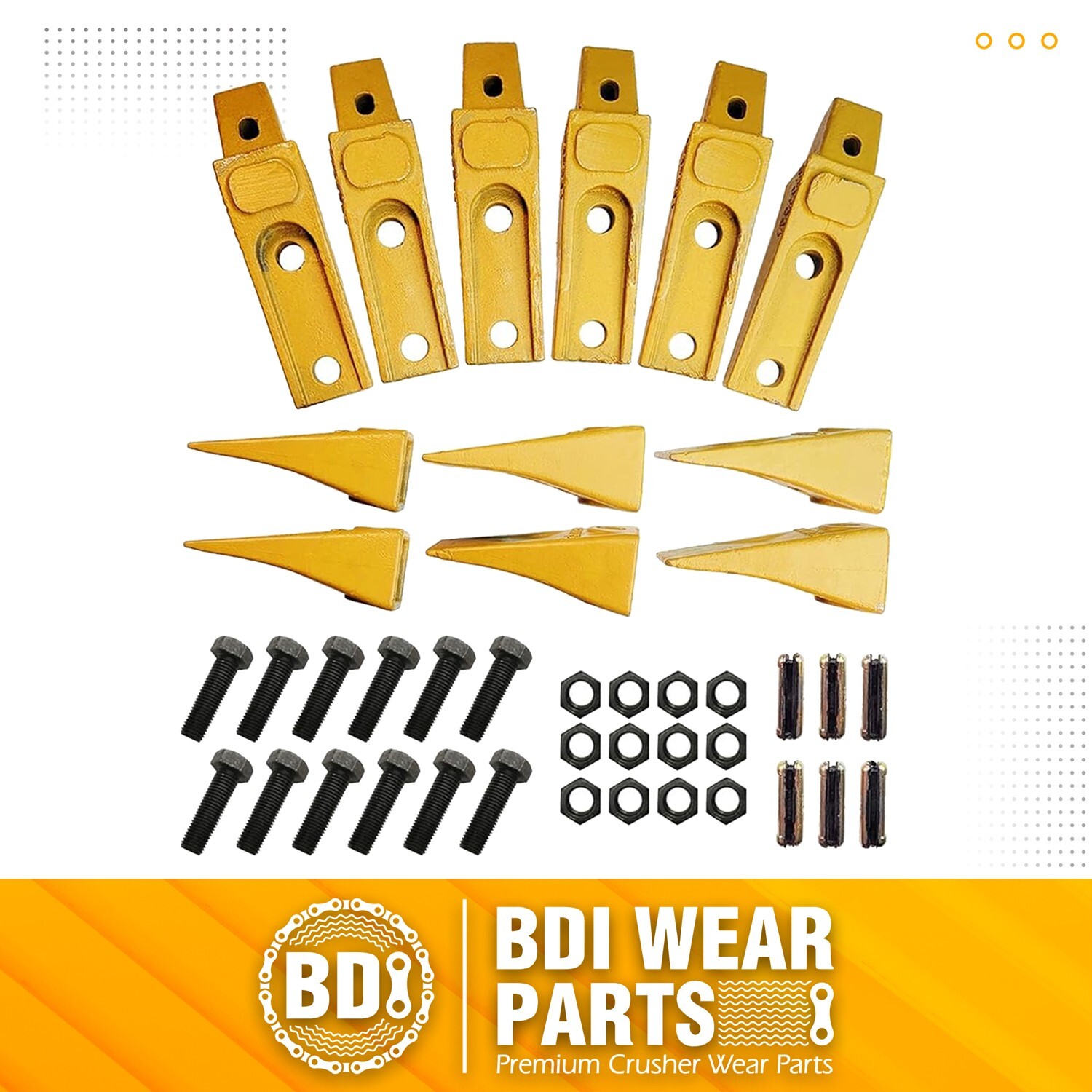 6 Set Bucket Teeth Assembly 6737322Y Bolt on Flush Mount Pin Skid Steer