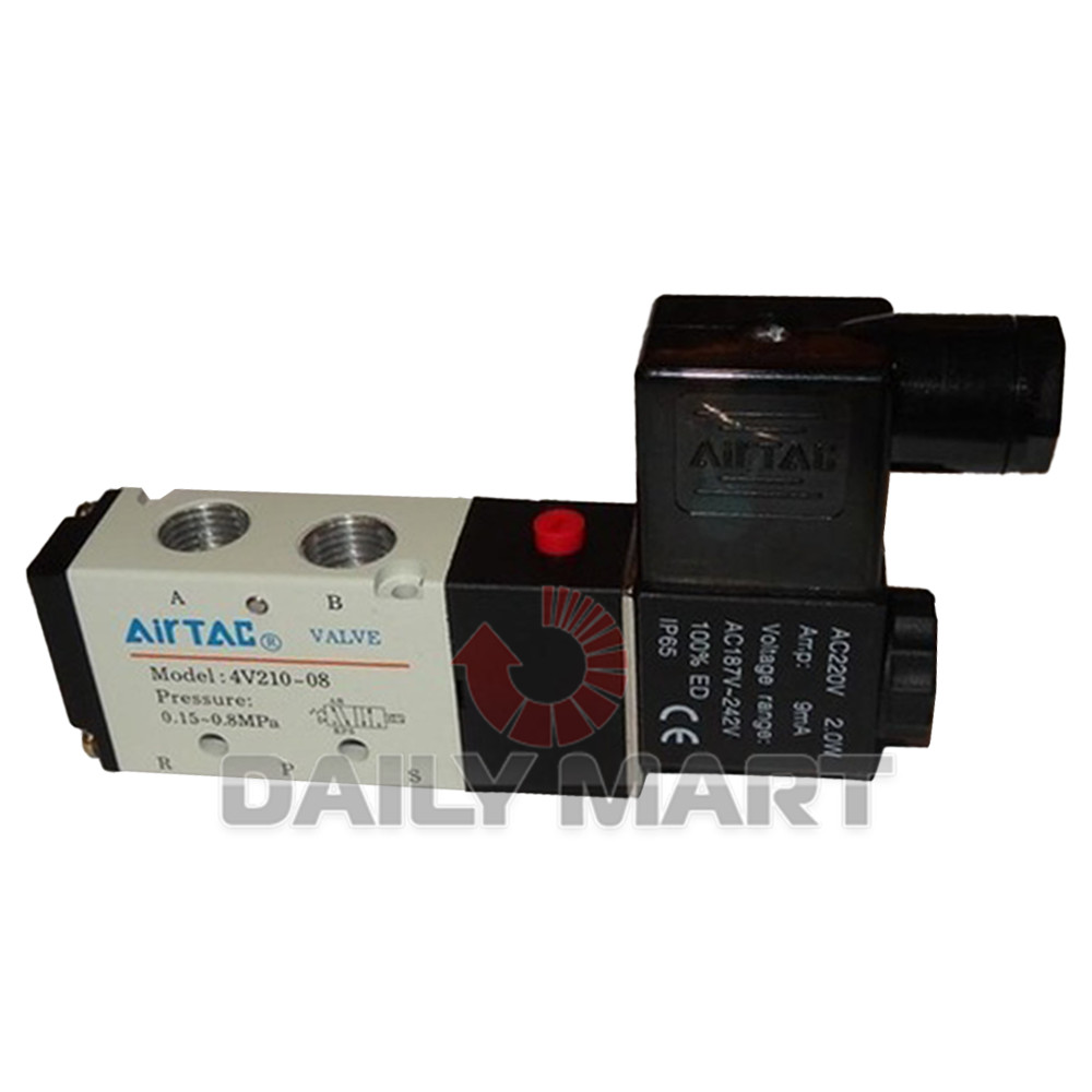 New In Box AIRTAC 4V210-08 Solenoid Valve AC 110V