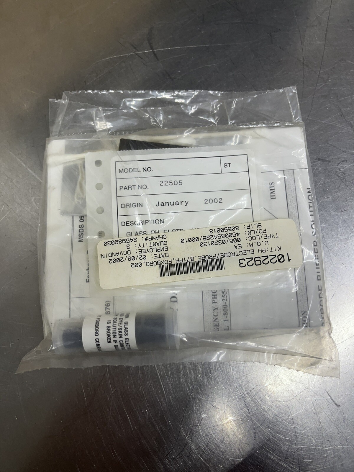 Foxboro 22505 Glass PH Electrode Kit TI Ryton New Old Stock