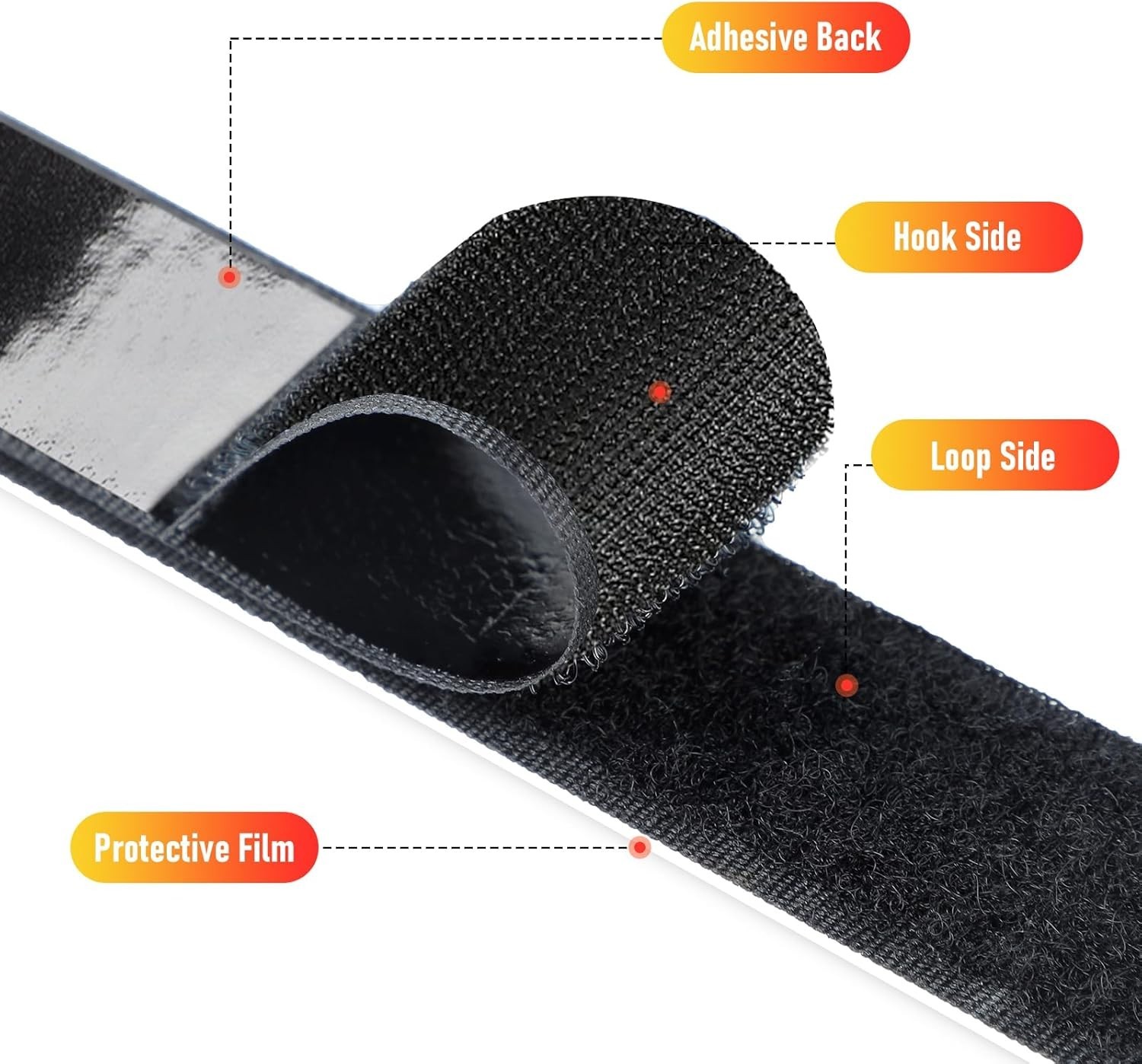 32Ft *1 inch Strong Sticky Back Heavy Duty Hook and Loop Tape Adhesive