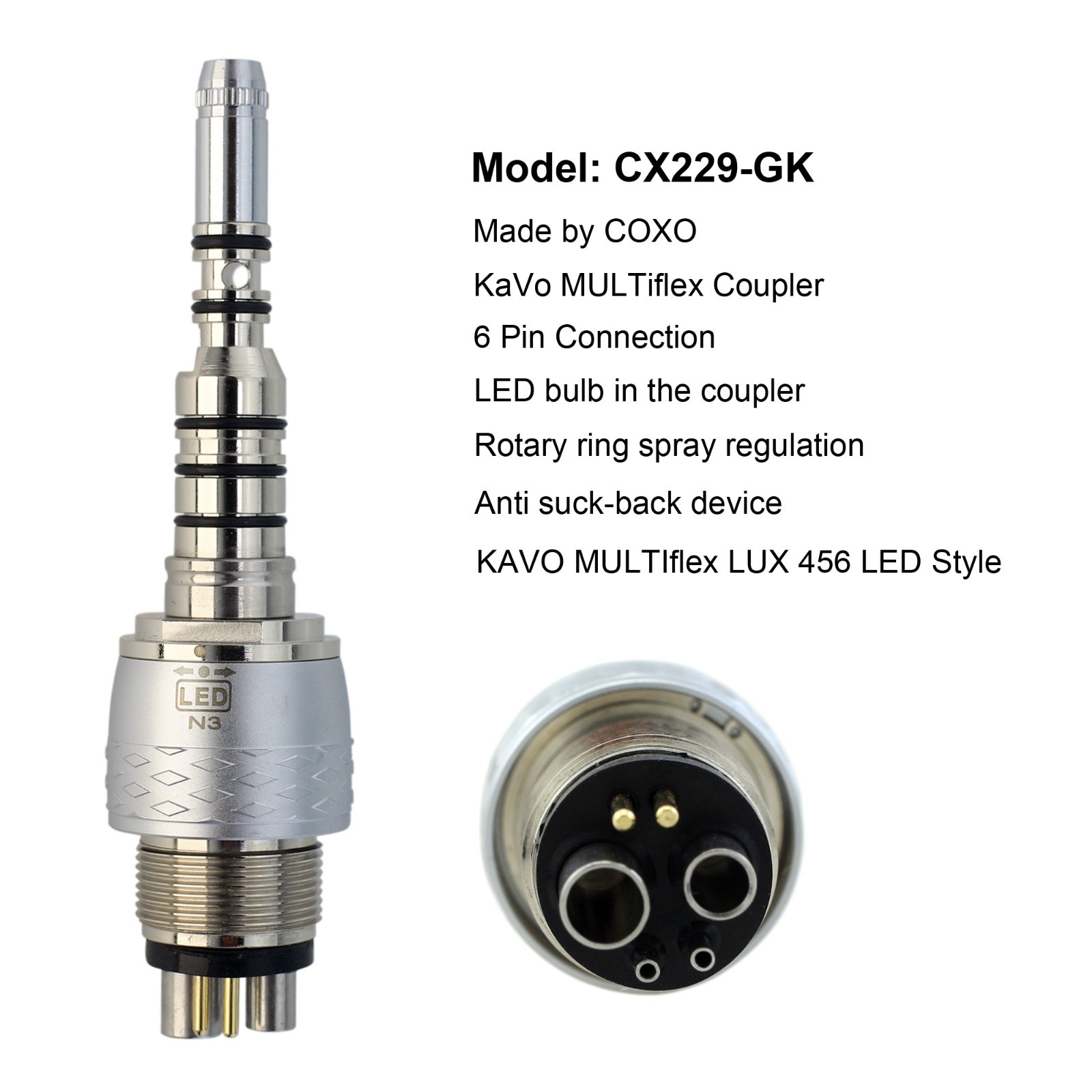 COXO Dental Handpiece High Speed Fiber Optic LED For KaVo MULTIflex NSK Coupler