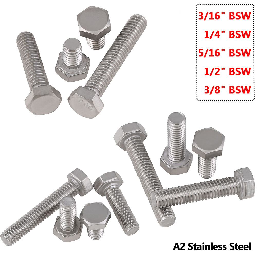 3/16″ – 5/8″ BSW Imperial Fully Threaded Hex Head Screw Bolt Stainless Steel 304