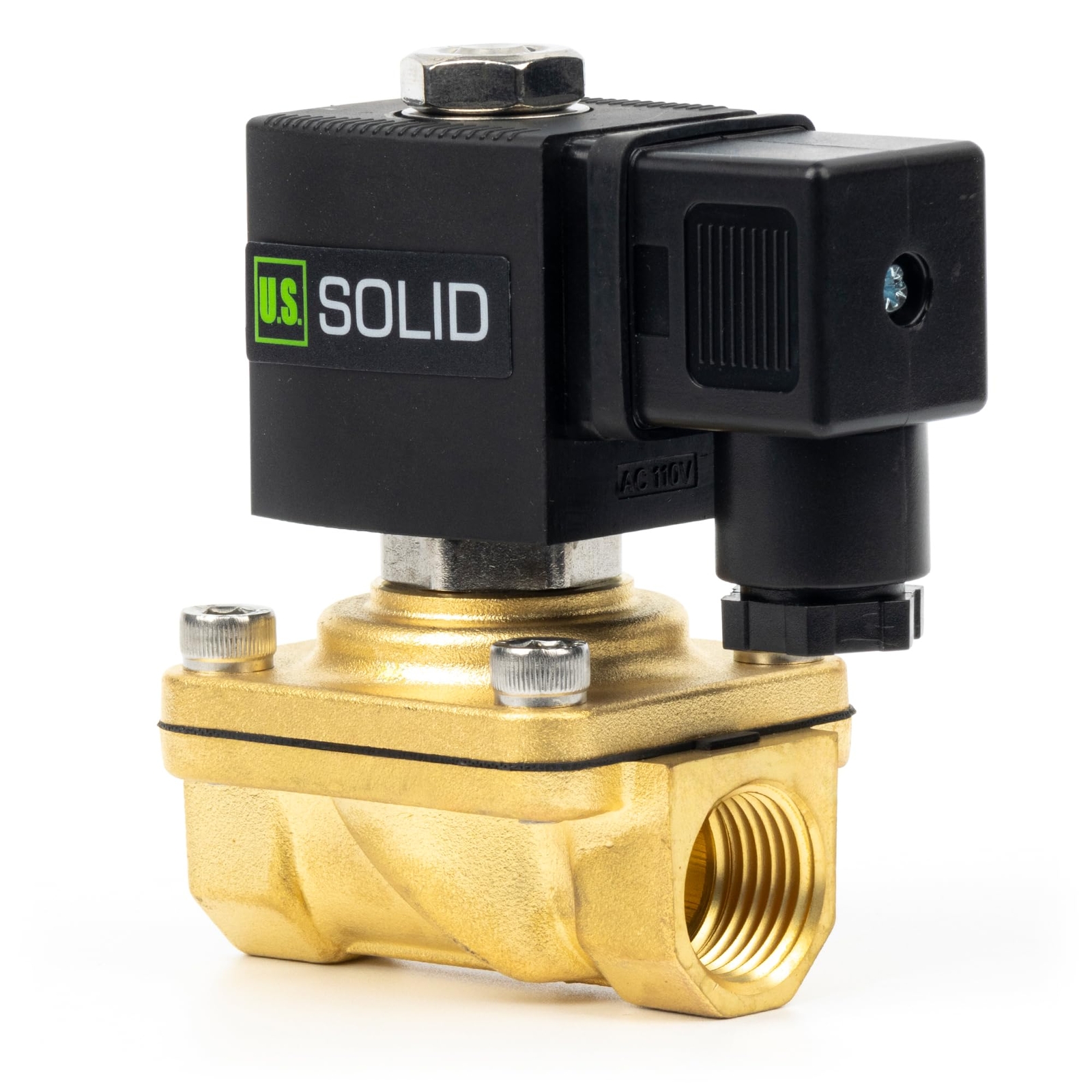 U.S. Solid 1/2 inch Brass Electric Solenoid Valve 110V AC Junction Box Type