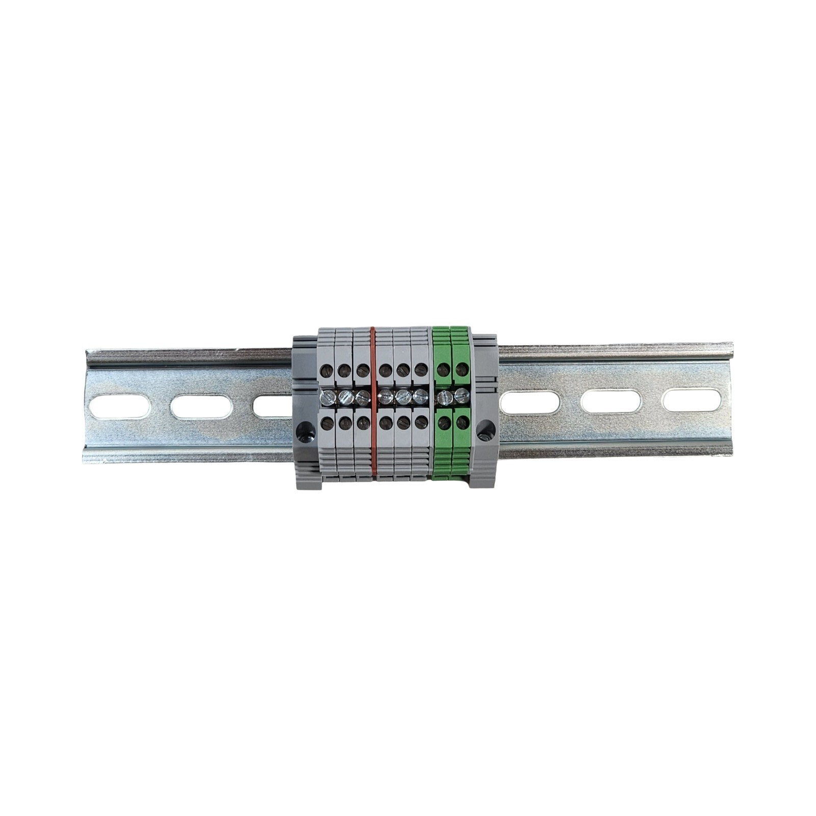 DIN Rail Power Distribution Terminal Block Kit 8-Pole 12-26 AWG 120V AC 20A CNC