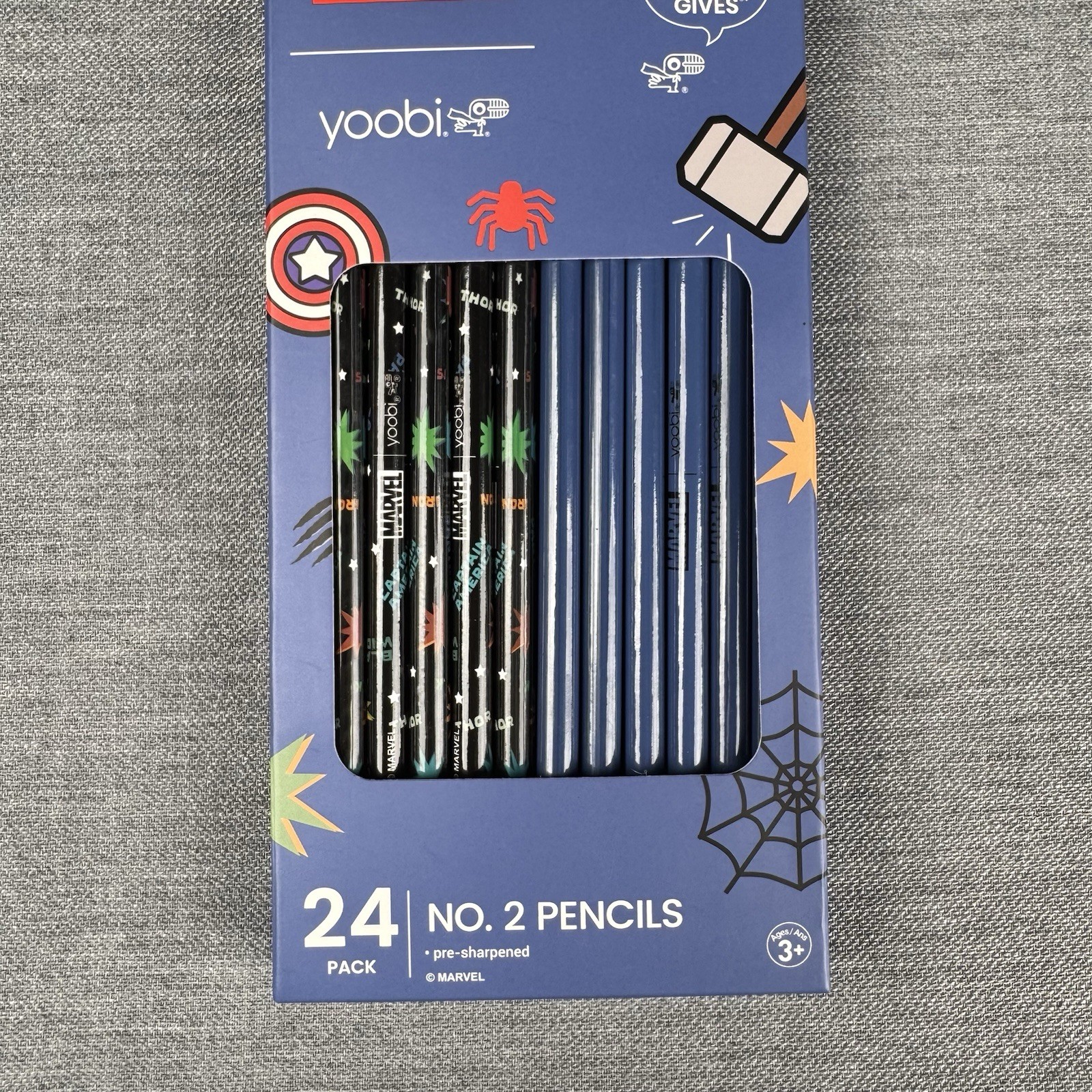 Yoobi Marvel No. 2 Pencils 24 Pack Pre-Sharpened Ages 3+ PVC Free