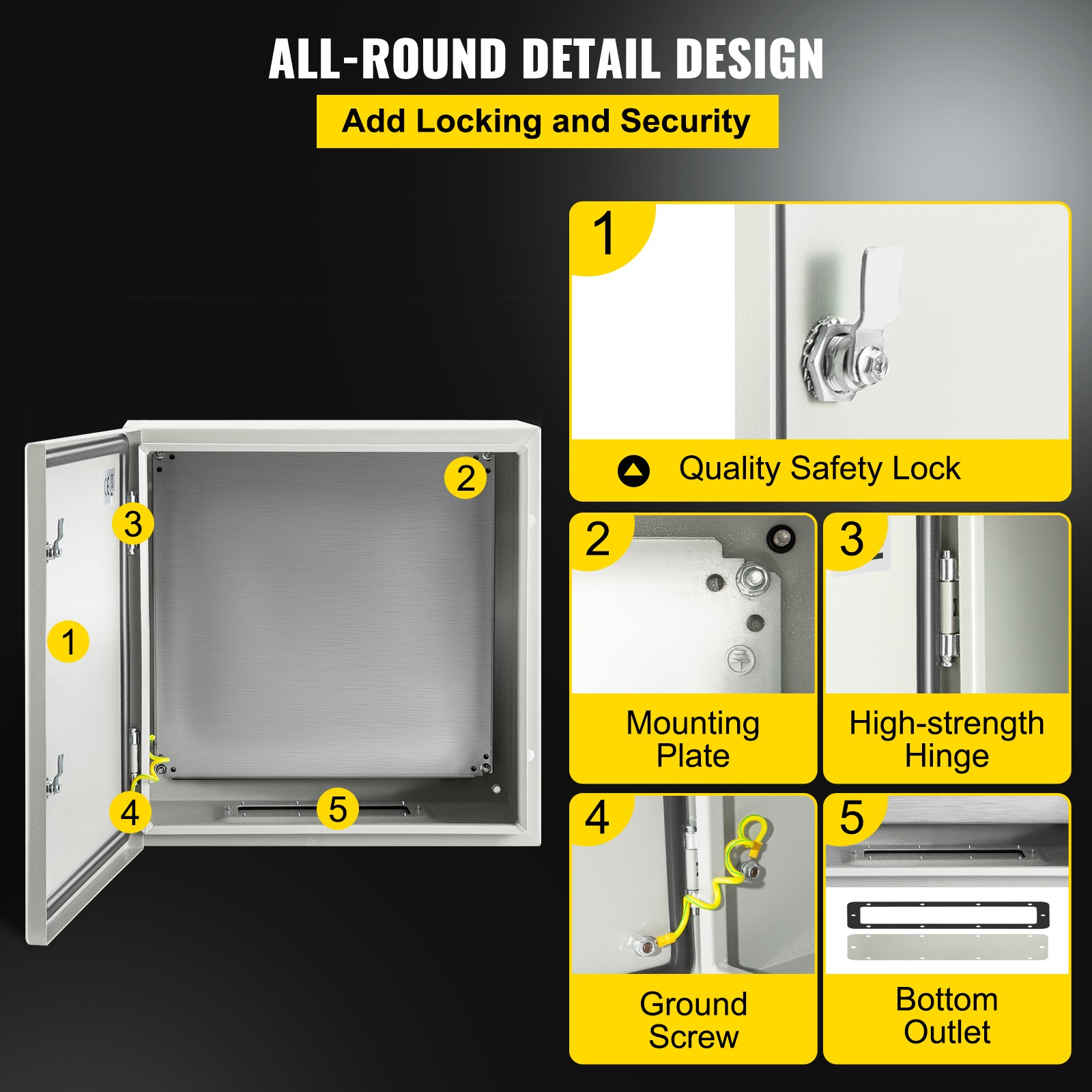 VEVOR Steel Electrical Box Electrical Enclosure Box 24x24x12» Carbon Steel IP65