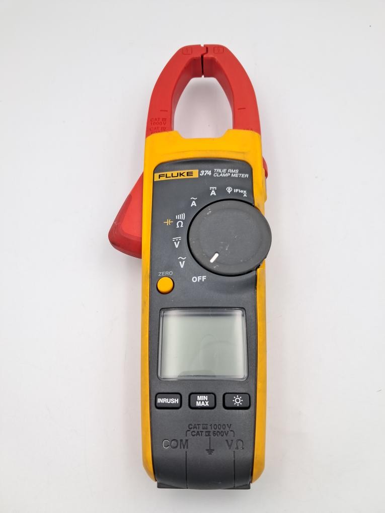 Fluke 374 True RMS AC/DC Clamp Meter (CAT IV 600v CAT III 1000v) w/ Case & Leads
