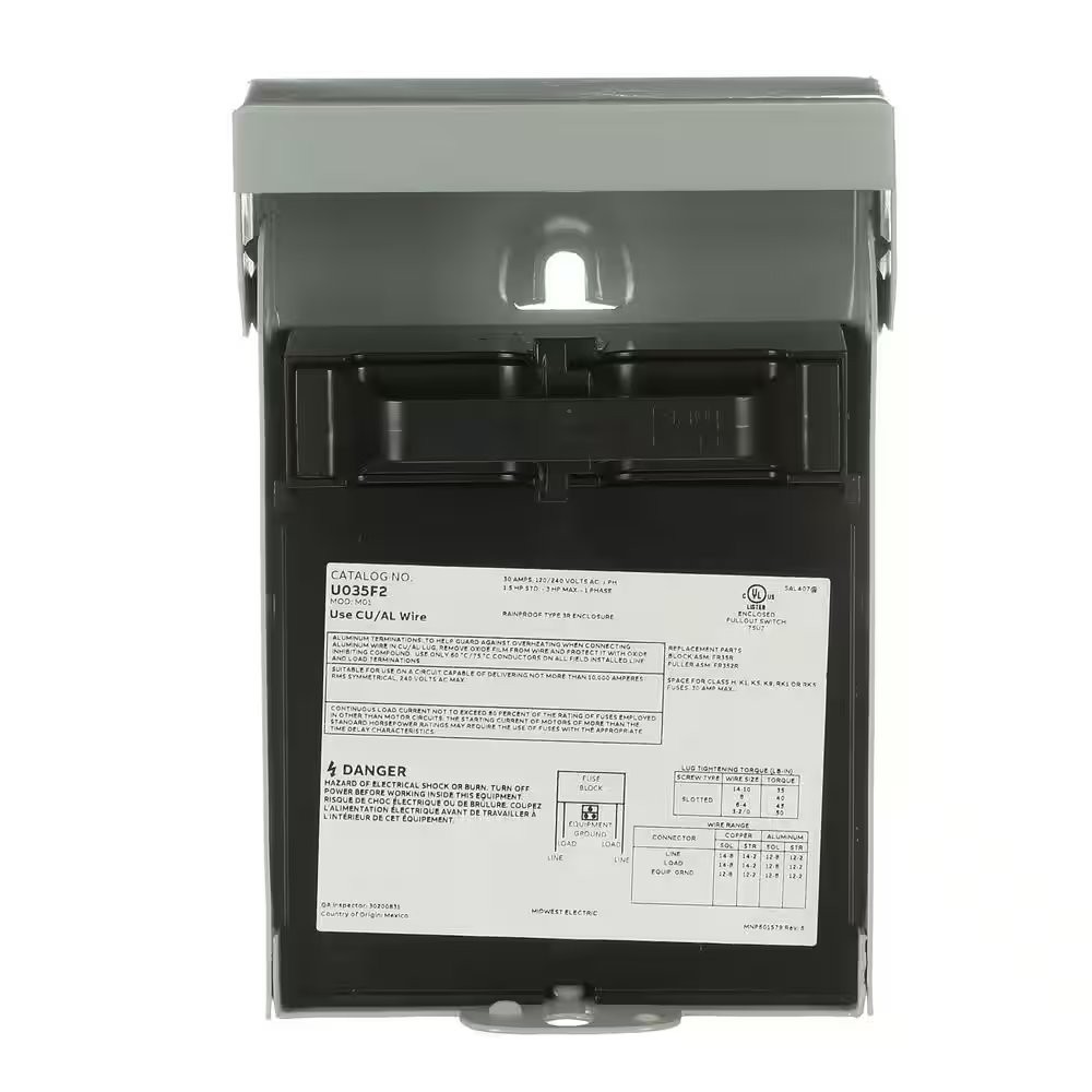 Midwest Electric Products 30-Amp 120/240-Volt Fused AC Disconnect (U035F2P)