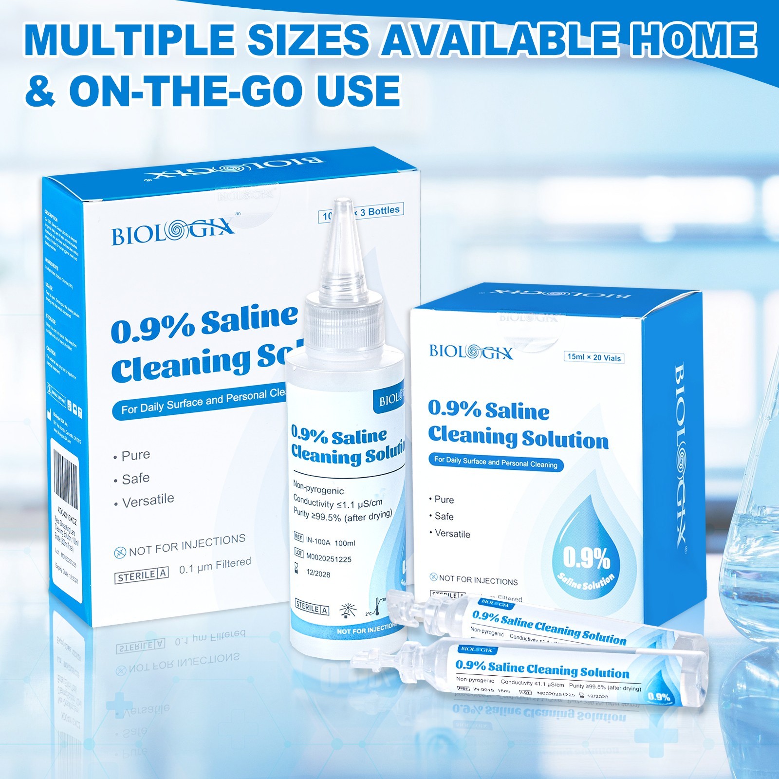 0.9% Saline Cleaning Solution, Normal Solution, 100ml Each, 3 per Box