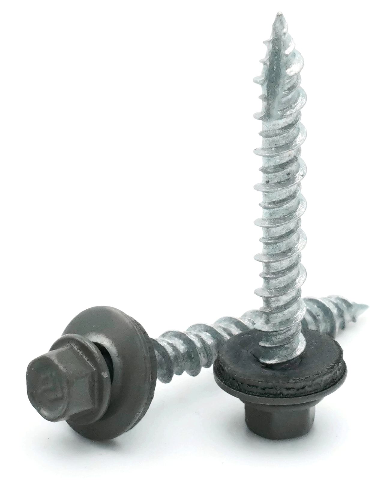 #10 Hex Washer Head Roofing Screws Mechanical Galvanized | Charcoal Finish