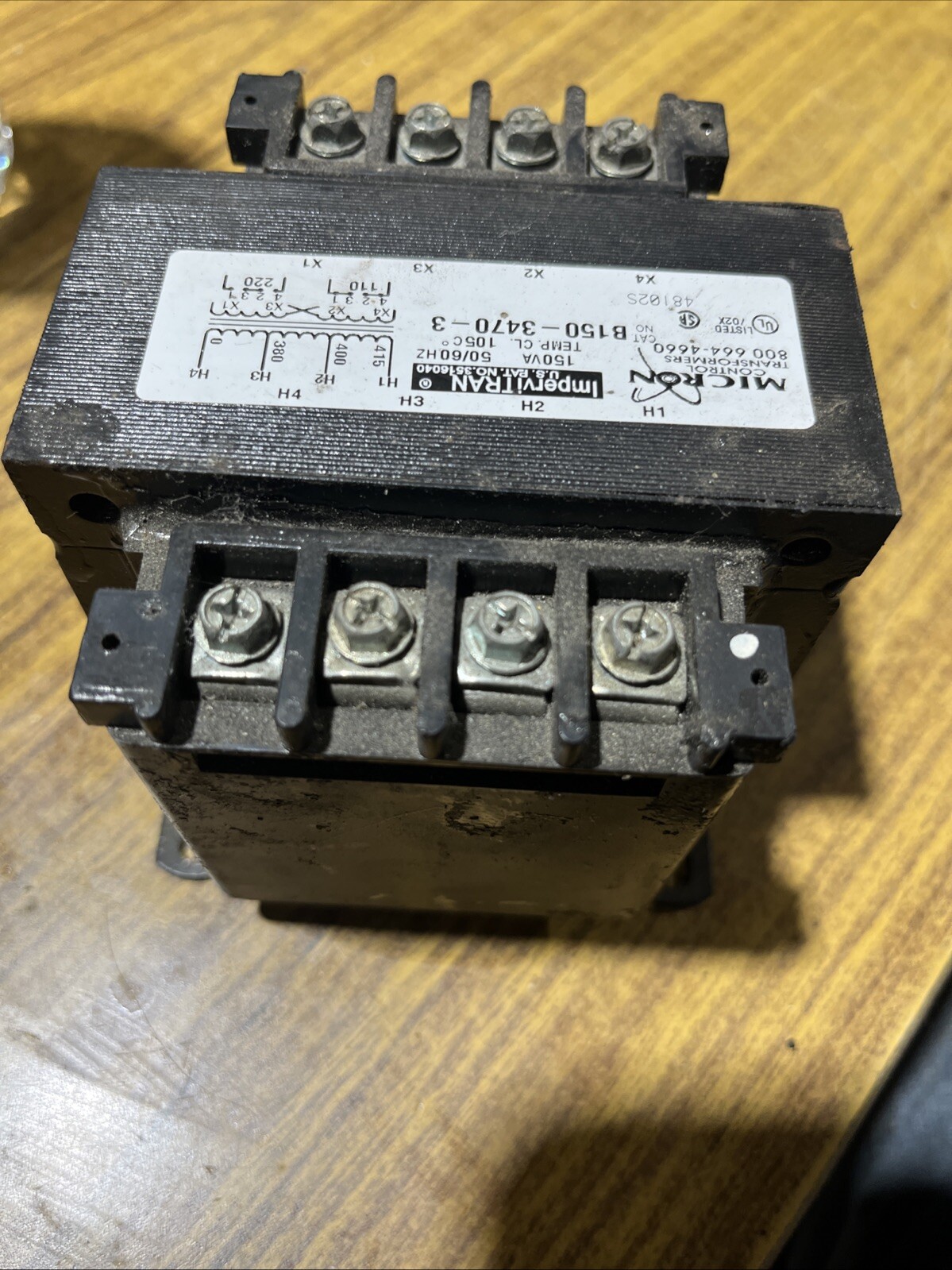MICRON B150-3470-3 CONTROL TRANSFORMER, 150 VA, 380-415V TO 110/220V, 50/60Hz