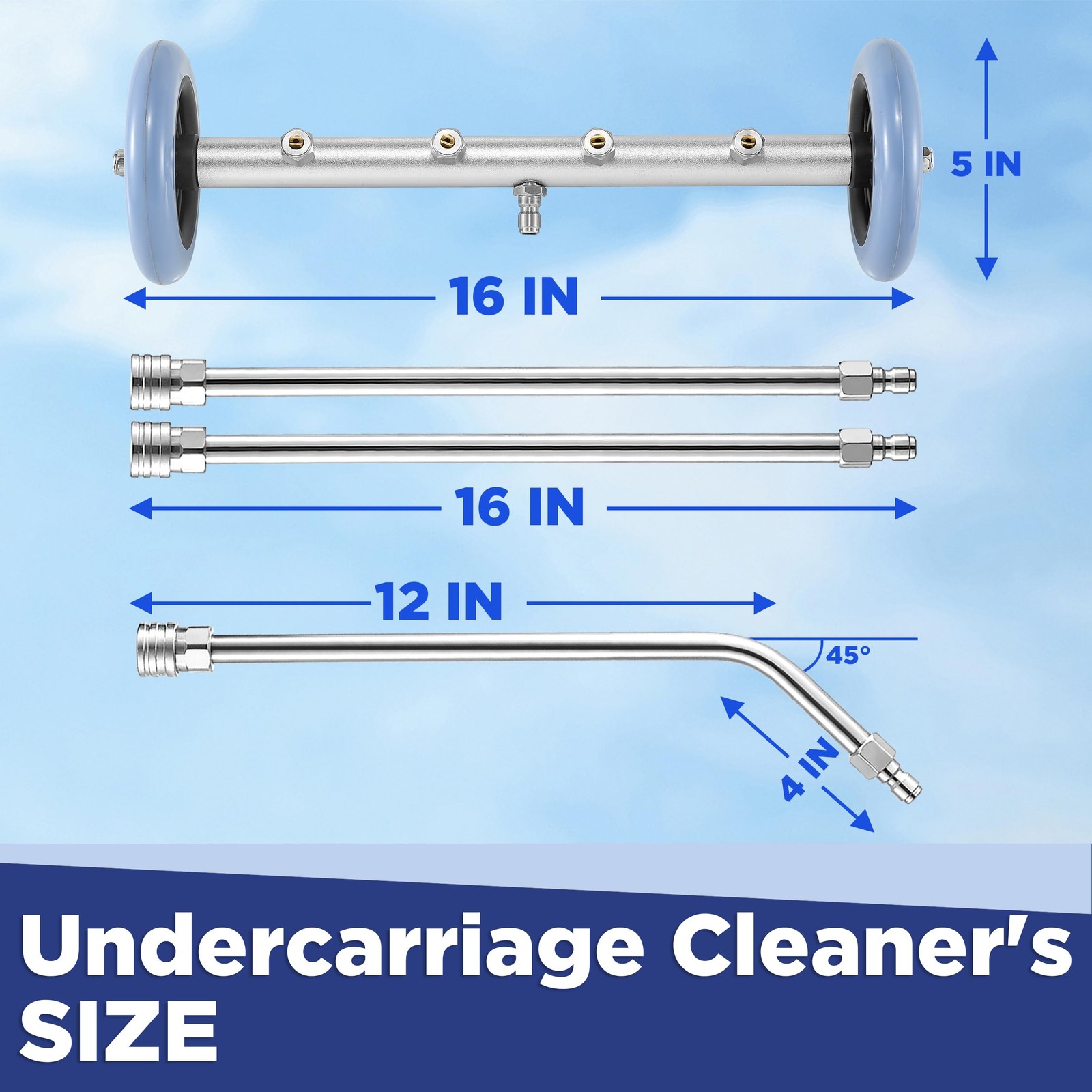 RIDGE WASHER Pressure Washer Undercarriage 16 Inch + Foam Cannon, Silver