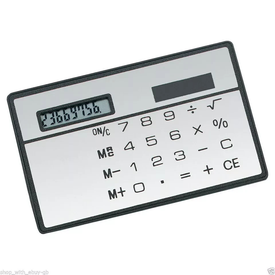 2PCS 8-Digits Ultra Thin Mini Slim Credit Card Solar Power Pocket Calculator YL