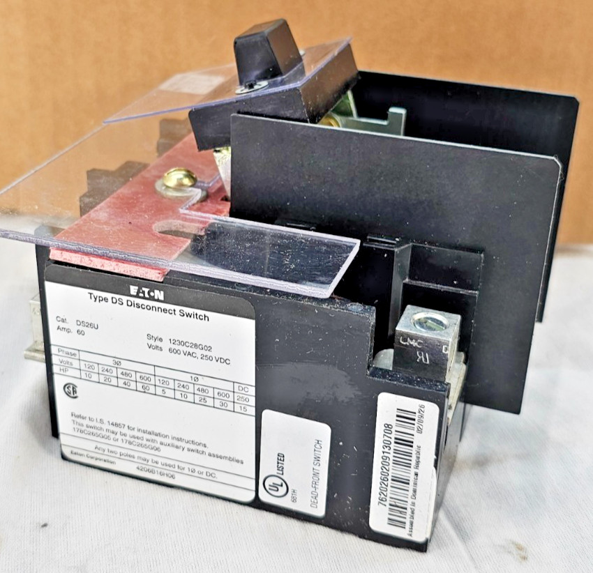 NEW – Eaton DS26U Type DS Disconnect Switch Non-Fusible 60A 3P 600V AC – 250V DC