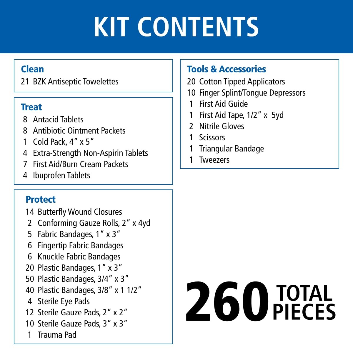 First Aid Kit, OSHA Compliant, 260 Pc for 50 People, Home/Car/Work