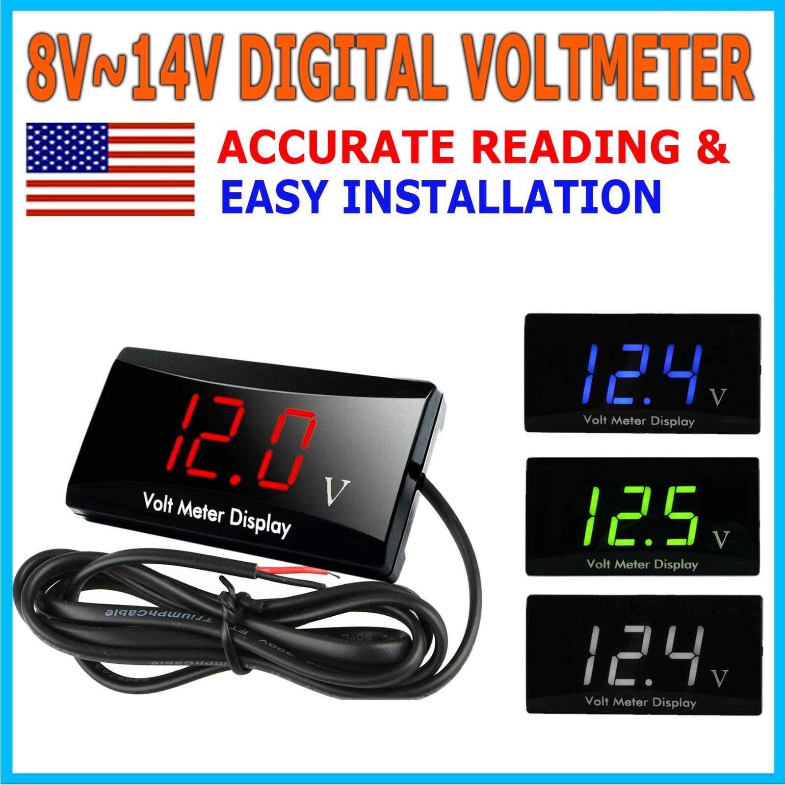 12V Digital LED Display Voltmeter Voltage Gauge Panel Meter For Car Motorcycle