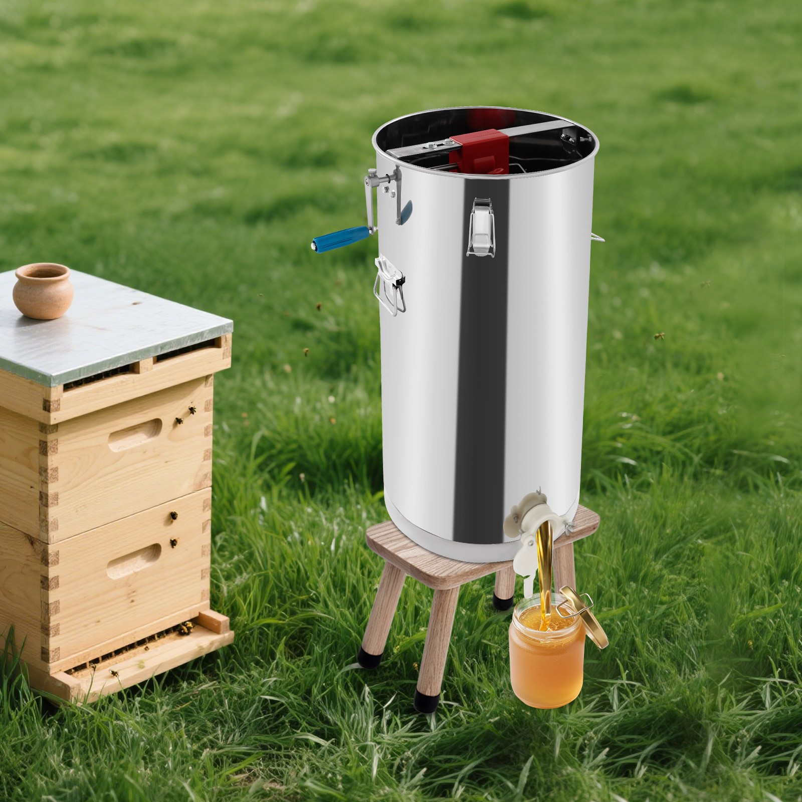 Manual Honey Spinner Stainless Steel Beekeeping Honey Extractor 22.5kg max.