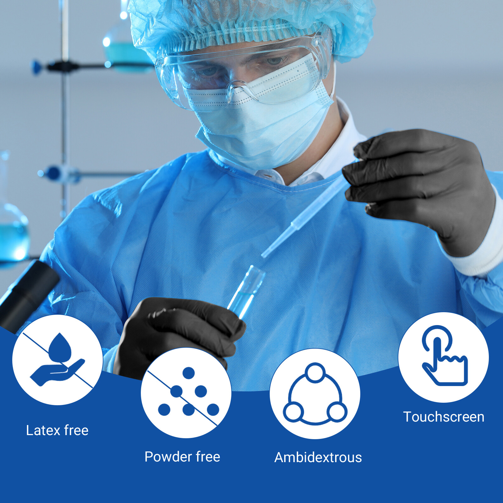 JMU Nitrile Disposable Gloves Powder Latex Free 3.5 Mil XS-XL Up to 4000pcs