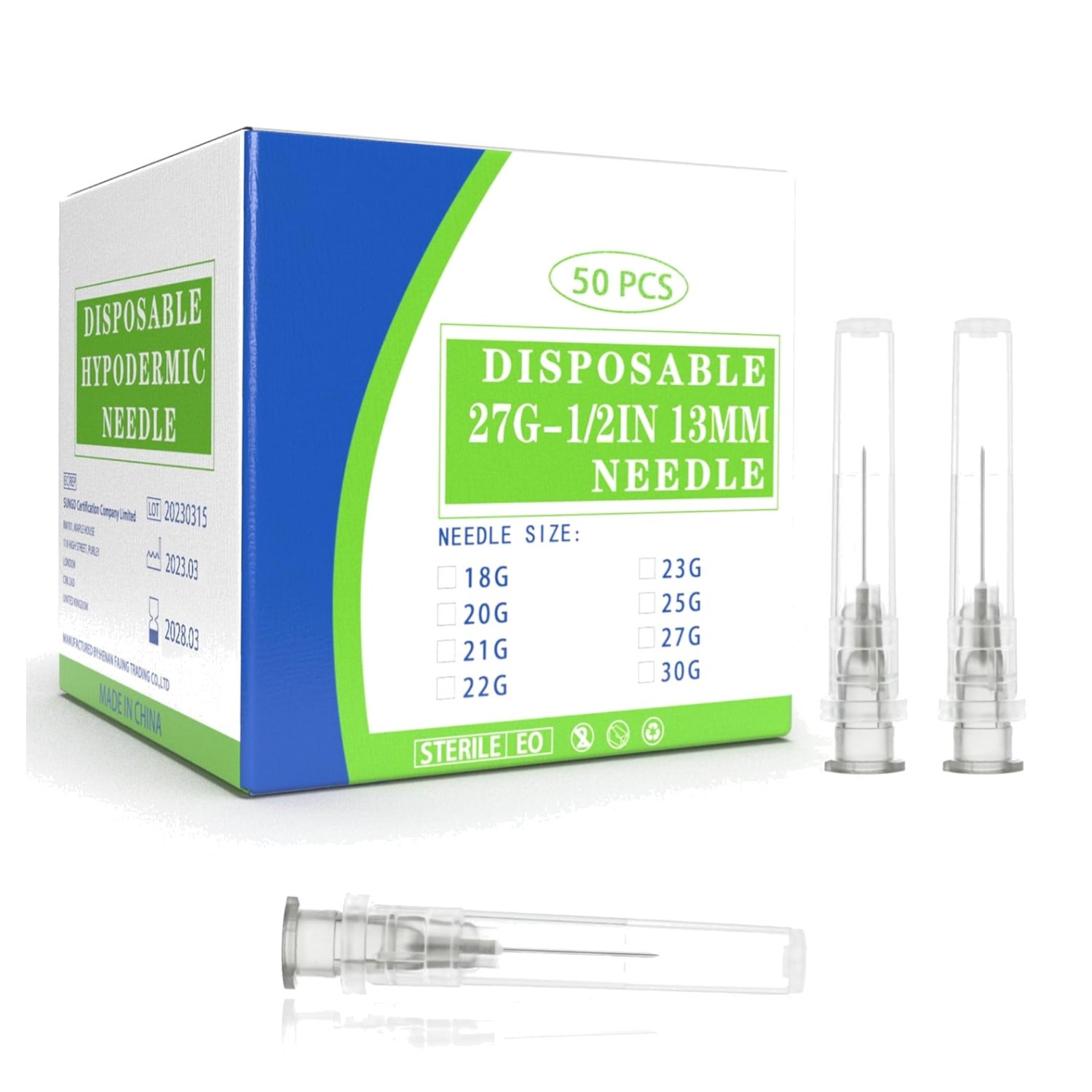 27 Gauge 1/2 Inch Disposable Needles with Caps – Luer Lock Lab Dispensing Access