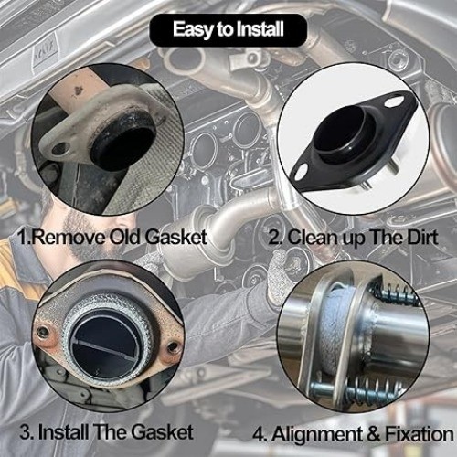 1.9in/48mm Car Exhaust Manifold Gasket, 2Pcs Exhaust Muf Size: ID 1.9inch/48mm