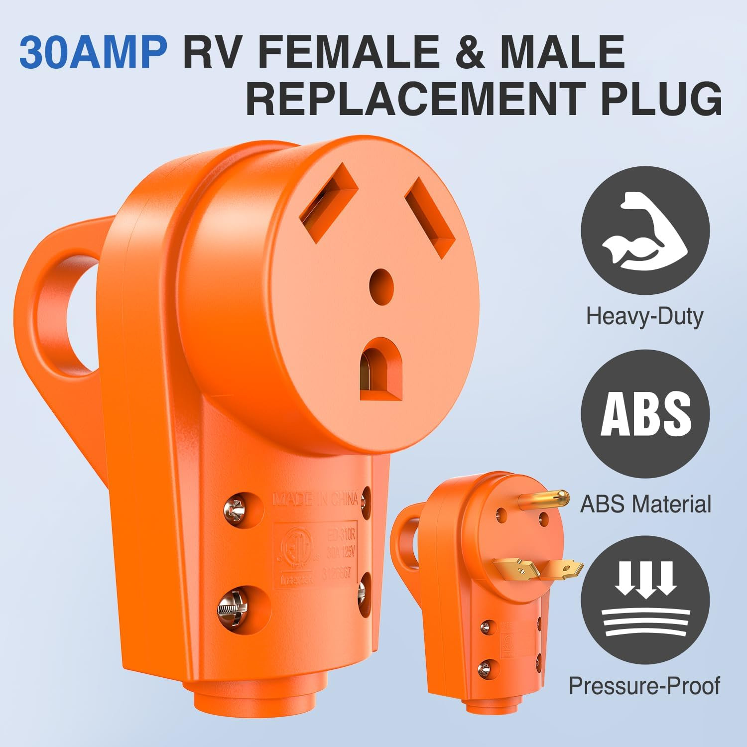 30 Amp RV Male and Female Plugset TT-30P Plug TT-30R Receptable 125 Volt Heavy D