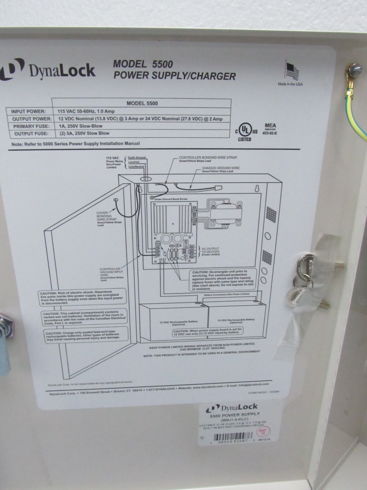 Dynalock BBU1-4-KLC 5500 Power Supply, 12/24 VDC with Battery Charger [CTOKC]