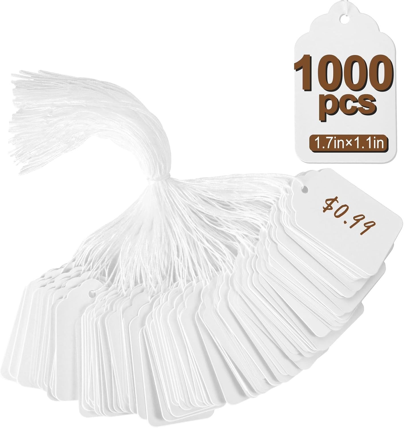 1000 PCS Price Tags with String,Actmuen 1.77 X 1.1 Inches Hang Tag with Strings