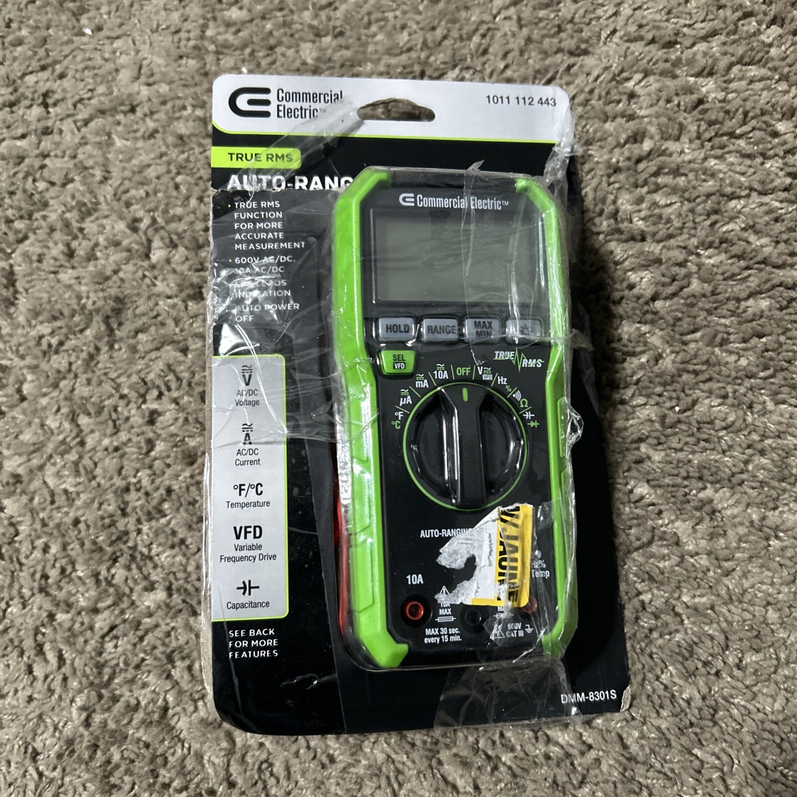 Commercial Electric 600V True RMS Auto Ranging Digital Multimeter W/ Temp