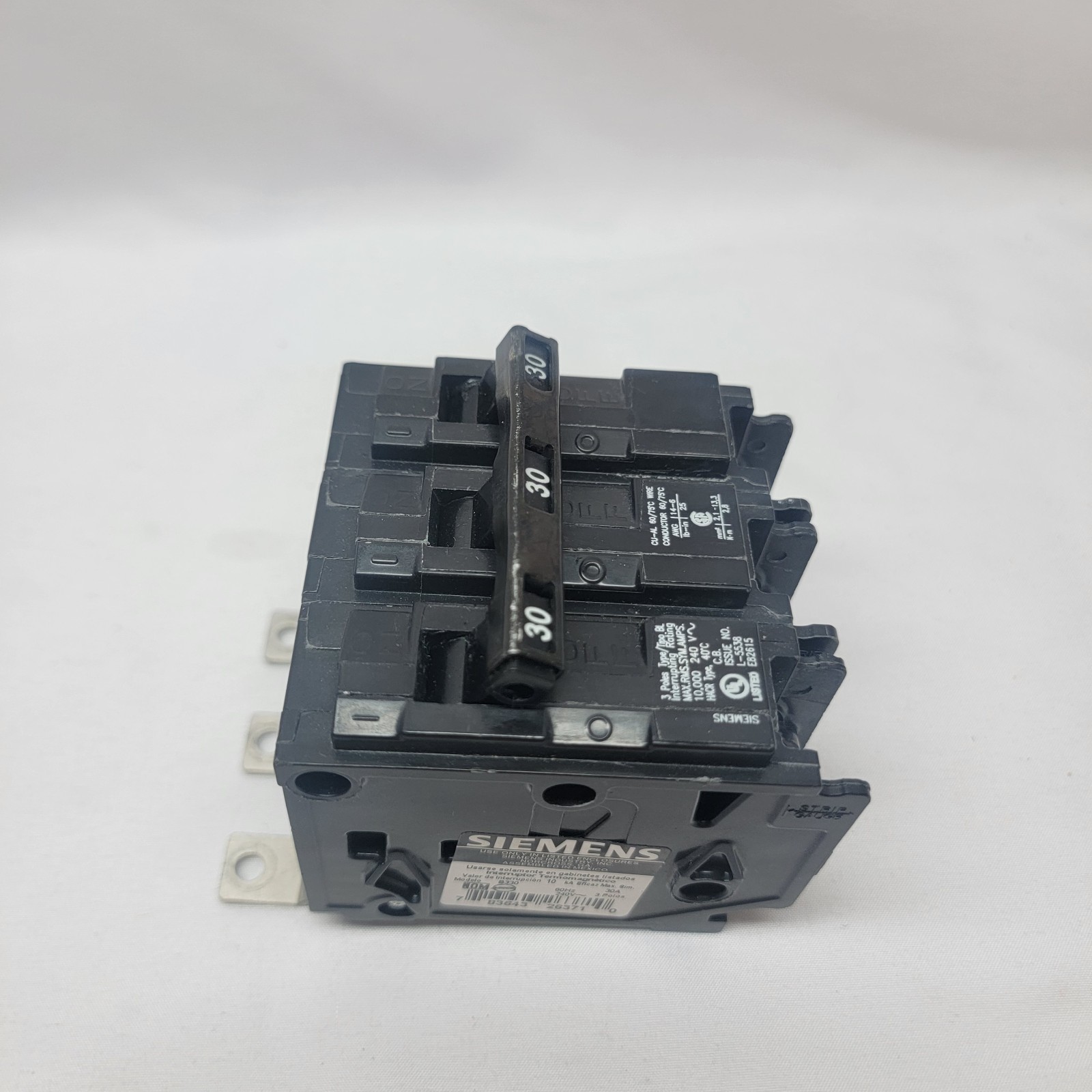 Siemens 30A 240V 3-Pole Bolt-On Circuit Breaker #B330
