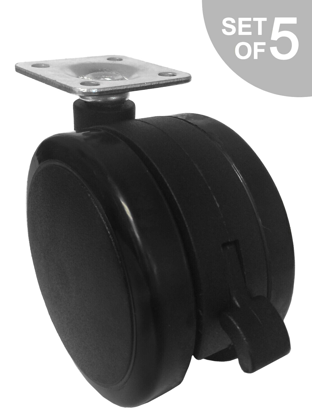 Extra Large 3″ Furniture Casters for Hard Floor w/ Brake Plate Mounting-Set of 5