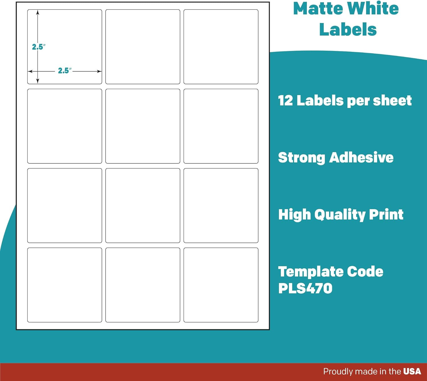 Premium Label Supply White Sticker Square Labels – 2.5″ x 2.5″ – Laser/Inkjet Co