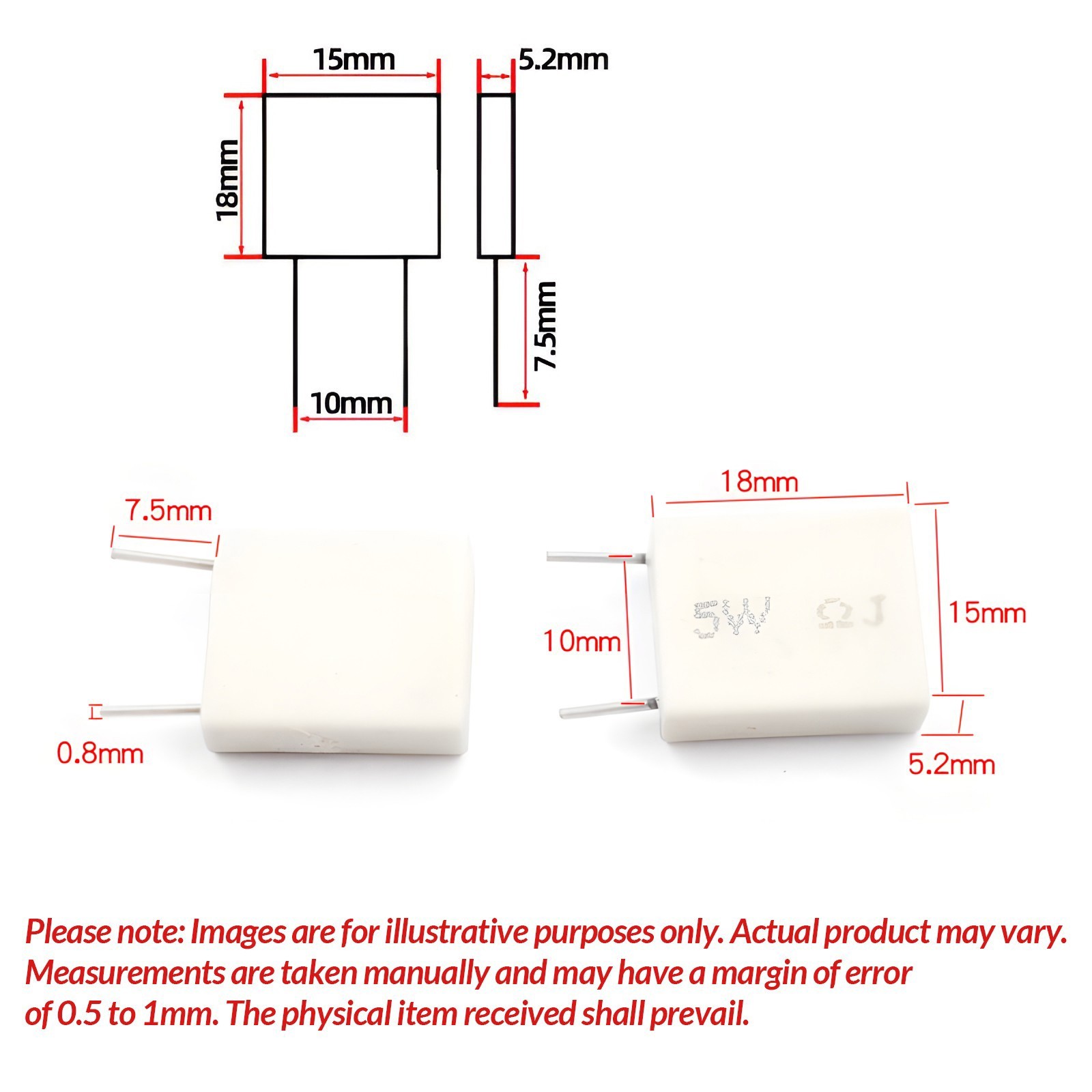 5Watt Non-Inductive Cement Resistor ±5% Values of 0.005~100Ohm Ceramic Resistor