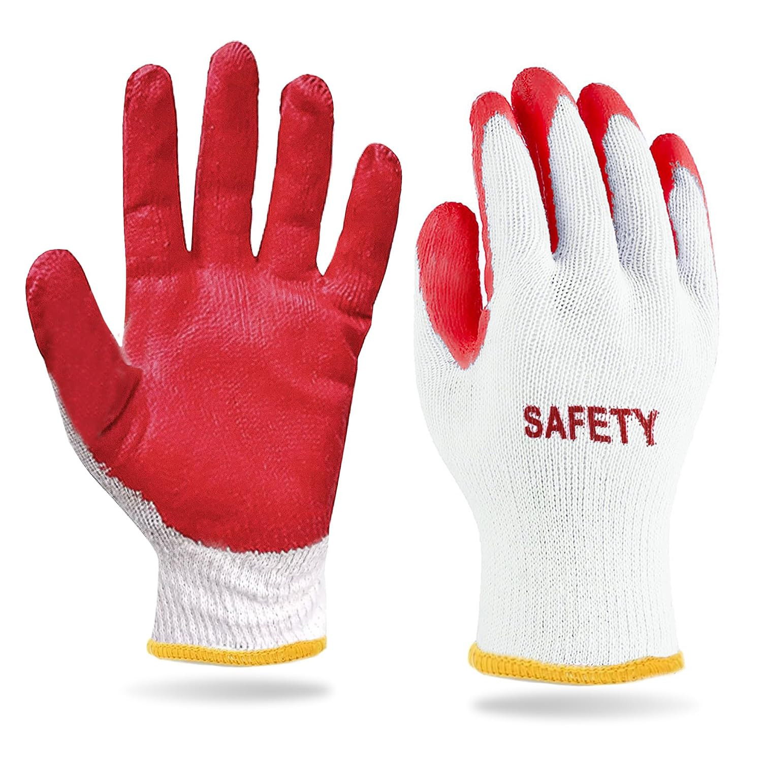 SAFETY Non-Slip 200 Pairs Red Latex Cotton Multi-Purpose Work Gloves- Nitrile Di