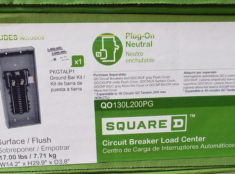 NEW SQUARE D LOADCENTER QO130L200PG, 200 A, 30 CKTS, 120/240 V, 1 PH, 3W PANEL