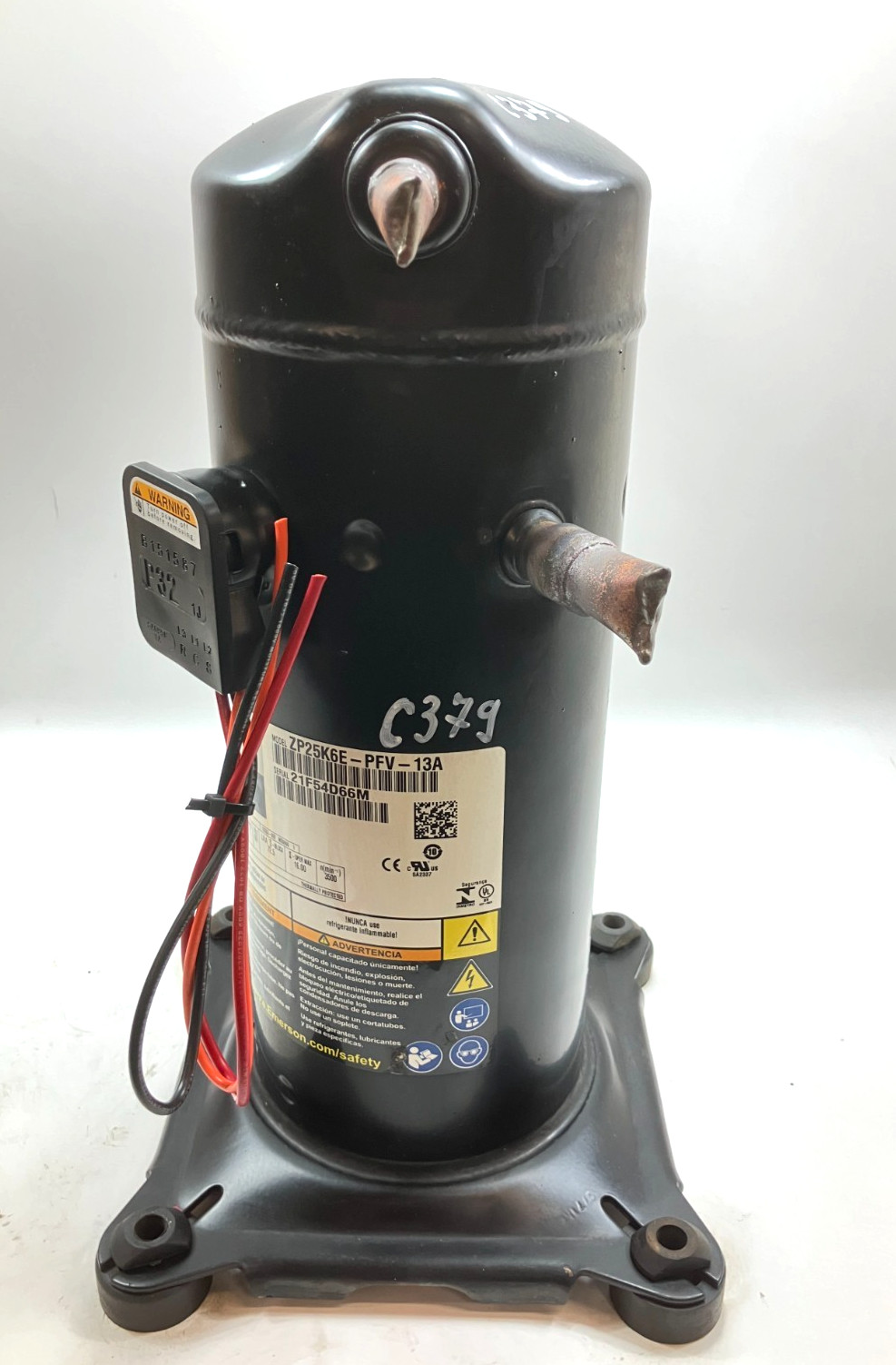 Copeland ZP25K6E-PFV-13A Compressor 25,000 BTU 230V 1PH 60HZ R-410A used C379