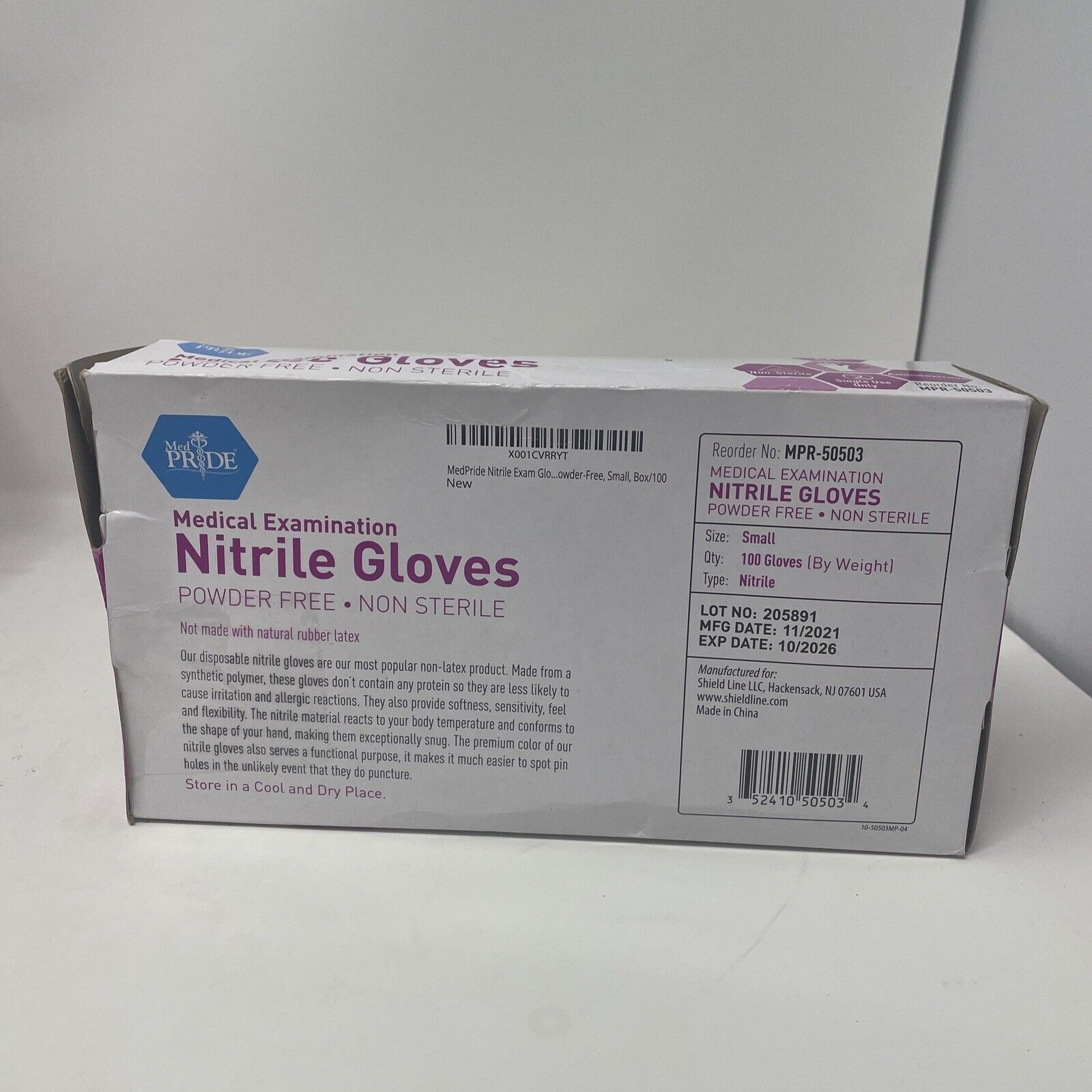 Medpride Medical Examination Nitrile Gloves Small Box of 100Gloves Blue