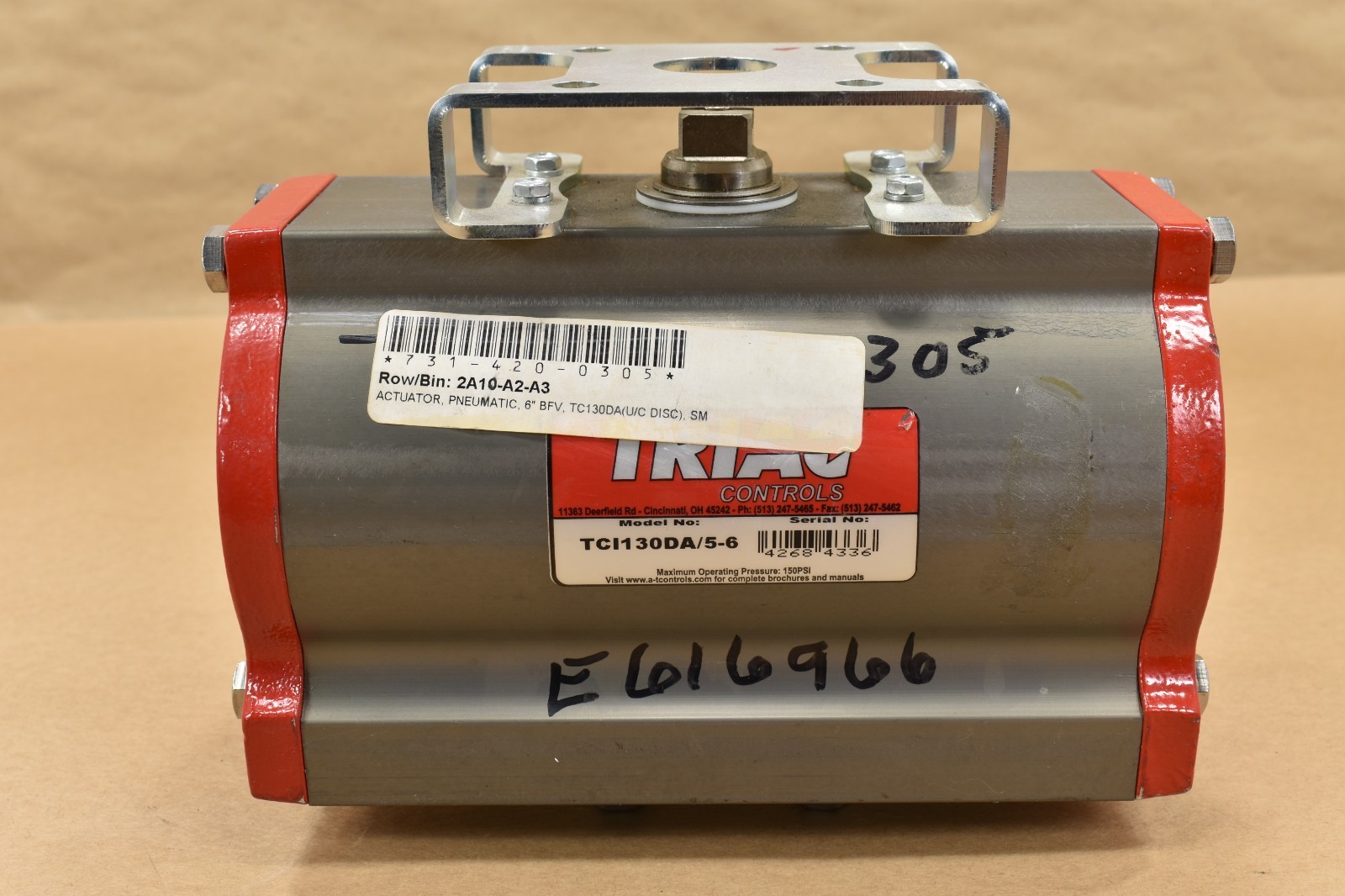 A-T Controls Triac TC130DA/5-6, Double Acting Rack and Pinion Actuator, 150 PSI